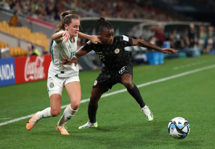 Social media reacts as Super Falcons reach Round of 16 in Women's World Cup Super Falcons player Uchenna Kanu in action for Nigeria