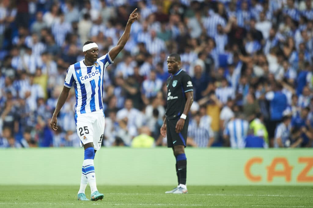 Sadiq Umar - Salary, net worth, teams, family 2 Sadiq Umar of Real Sociedad celebrates his goal during La Liga