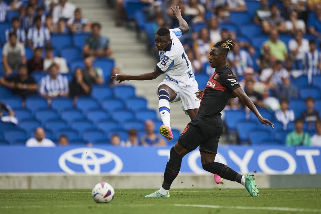 Sadiq Umar - Salary, net worth, teams, family 1 Sadiq Umar of Real Sociedad during the Pre-season friendly match between Real Sociedad and Bayer Leverkusen